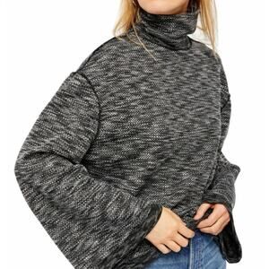 We the Free Sunny Day Night Star Charcoal Gray Turtleneck M Pullover Sweatshirt